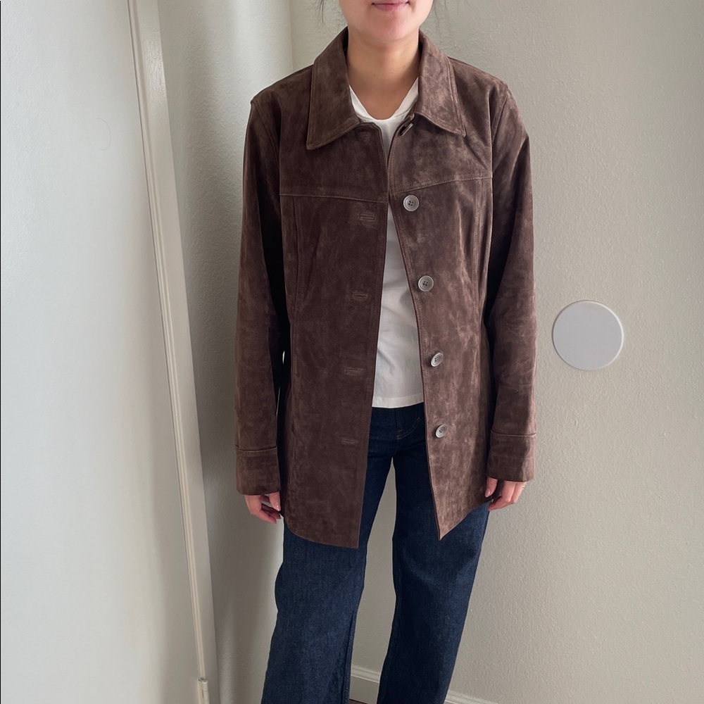 Classic Brown Women's Suede Trench Coat